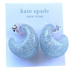 Kate Spade Silver Glitter Chunky Hoop Earrings